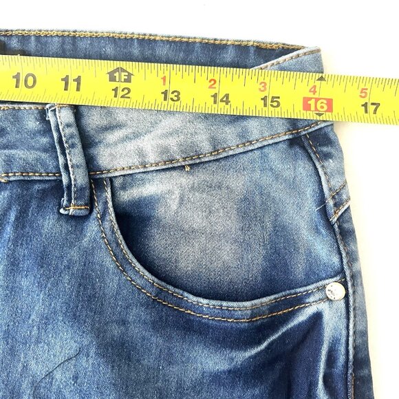 Rebel Love Women's Patch Mid Wash Blue Skinny Stretch Jeans Size 15/16 NWT - Picture 9 of 12